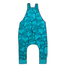 Load image into Gallery viewer, Leaves Petrol Organic Dungarees