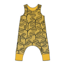 Load image into Gallery viewer, Leaves Ochre Organic Harem Romper
