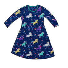 Load image into Gallery viewer, Unicorns Long Sleeve Dress