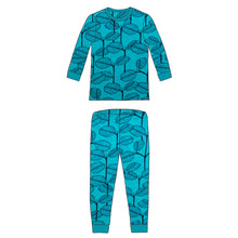 Load image into Gallery viewer, Leaves Petrol Organic Long Sleeve Pyjamas