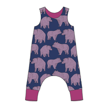 Load image into Gallery viewer, Bears Blueberry Organic Harem Romper