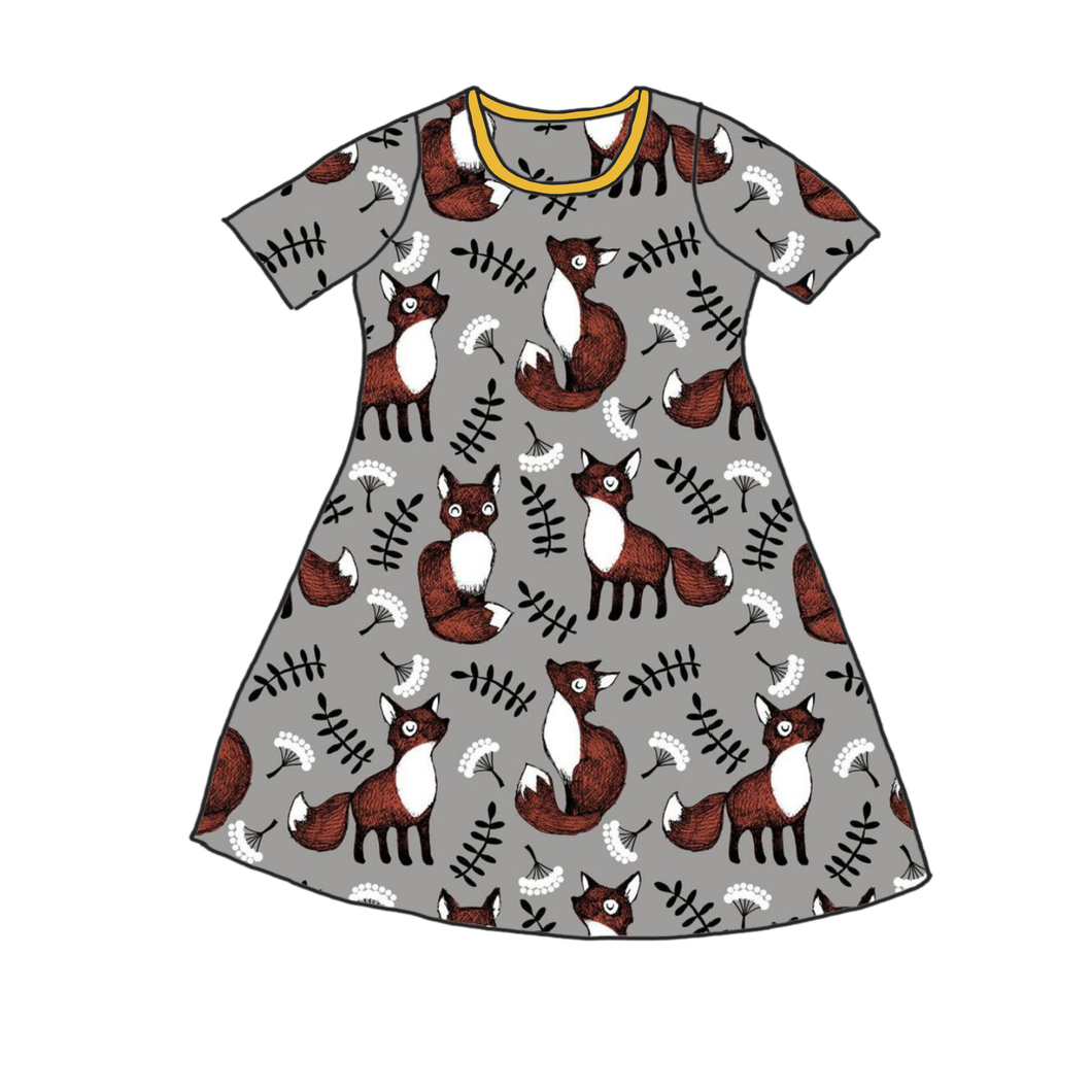 Foxes Grey Organic Short Sleeve Dress