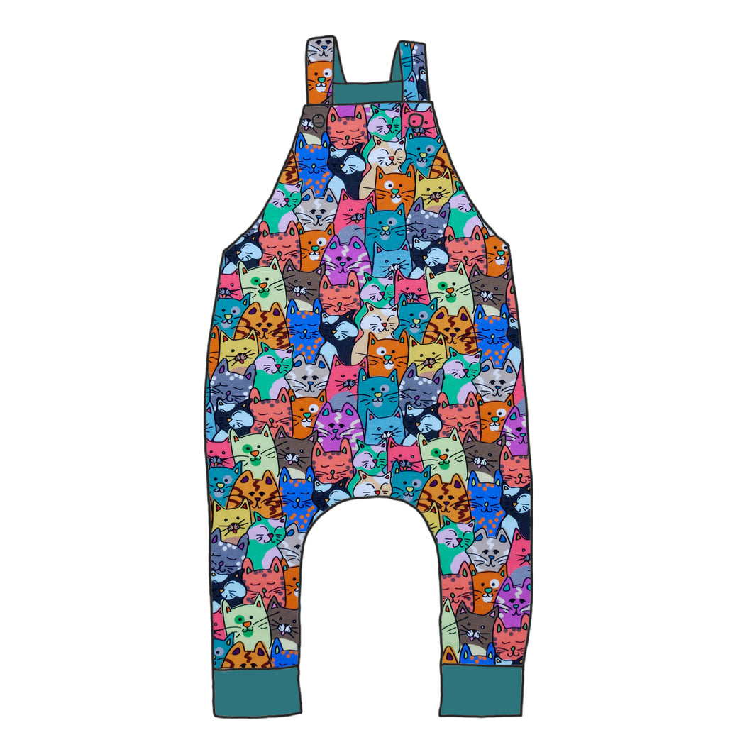 Colourful Cats Organic Dungarees