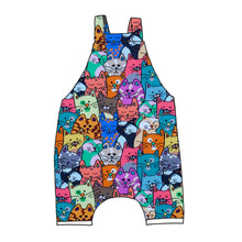 Load image into Gallery viewer, Colourful Cats Organic Short Dungarees
