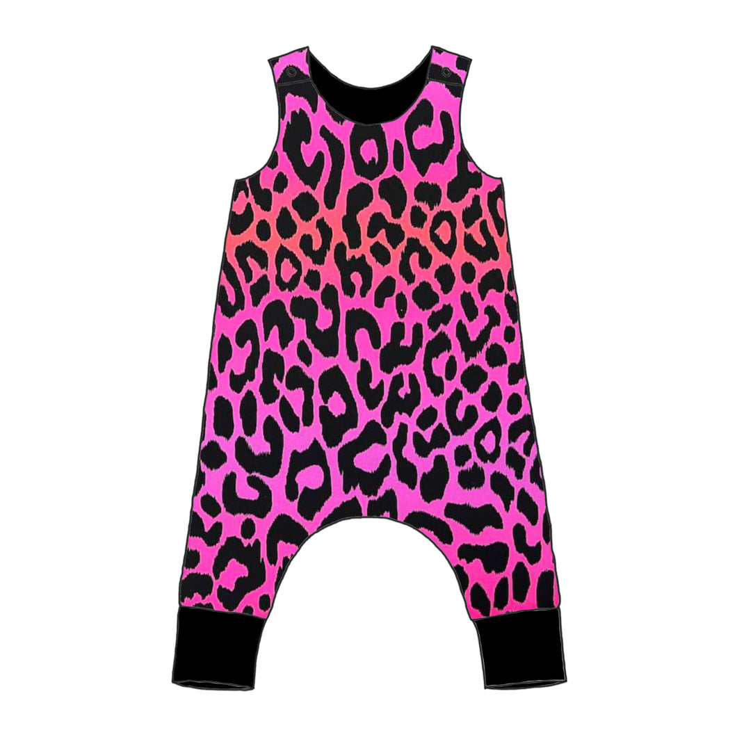 Pink Leopard Organic Harem Romper