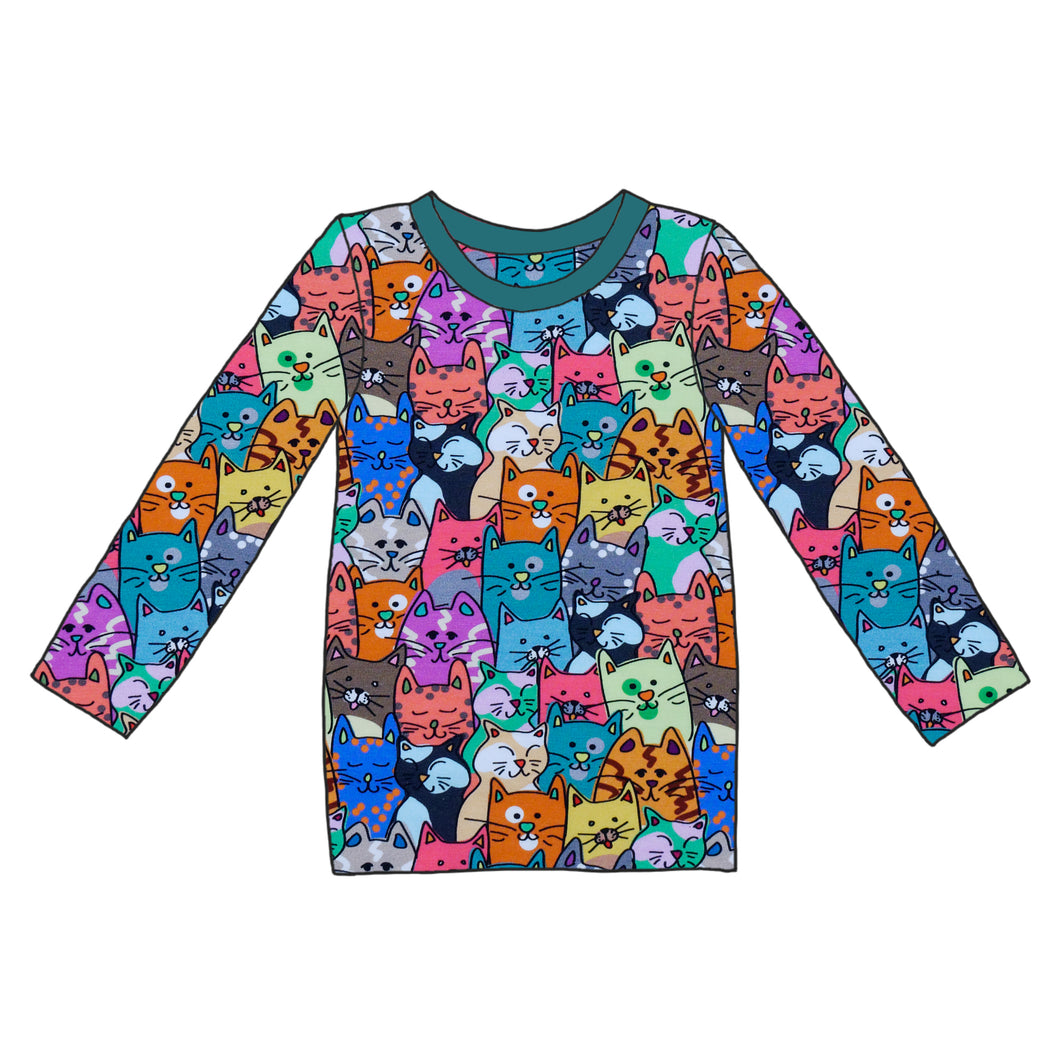 Colourful Cats Organic Long Sleeve Top