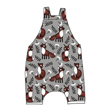 Load image into Gallery viewer, Foxes Grey Organic Short Dungarees
