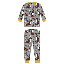 Load image into Gallery viewer, Foxes Grey Organic Long Sleeve Pyjamas
