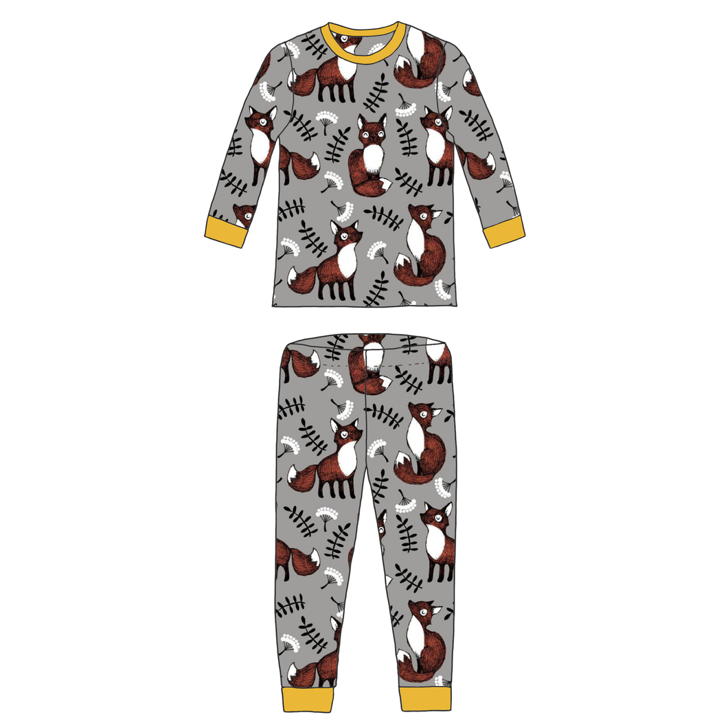 Foxes Grey Organic Long Sleeve Pyjamas